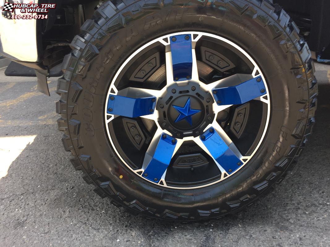 vehicle gallery/ford f 150 xd series xd811 rockstar 2 20x9  Black Machined Blue Inserts wheels and rims